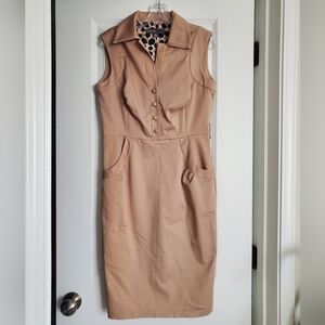 Donna Ricco Figure Flattering Sleeveless Brown Midi Dress Sz 8